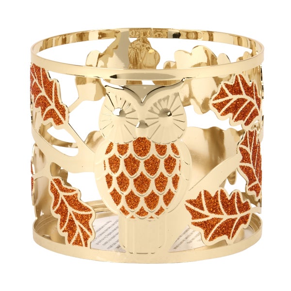 Owl Leaves Gold 3-Wick Holder