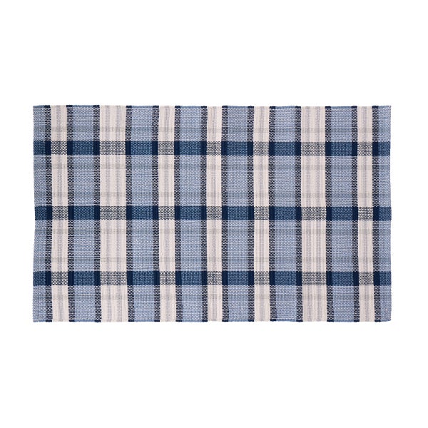 Navy Plaid Scatter Rug