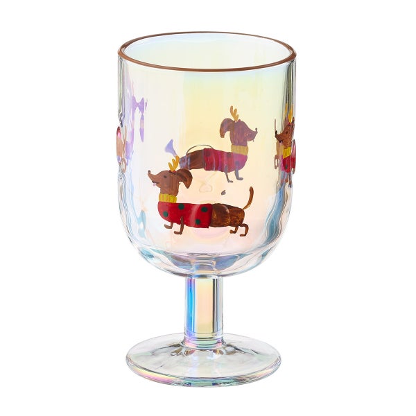 Iridescent Dachshund Icon Wine Glass