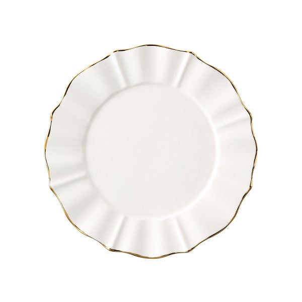 Heirloom Gold Rim Scalloped Dinner Plate