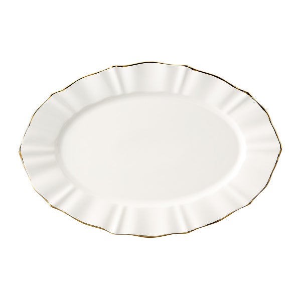 Heirloom Scalloped Metallic Rim Oval Platter