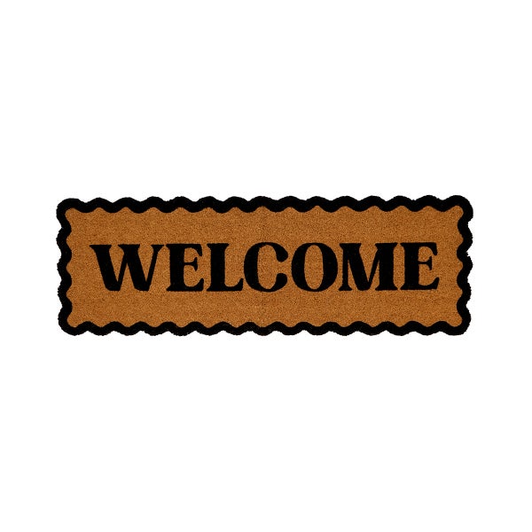 Black Scalloped Welcome Coir Doormat