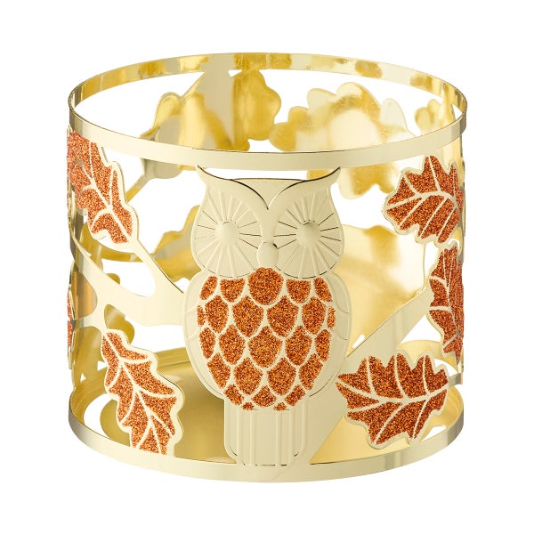 Owl Leaves Gold 3-Wick Holder
