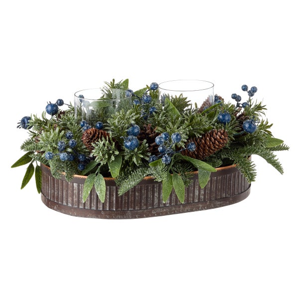 Flocked Berry Pinecone Centerpiece