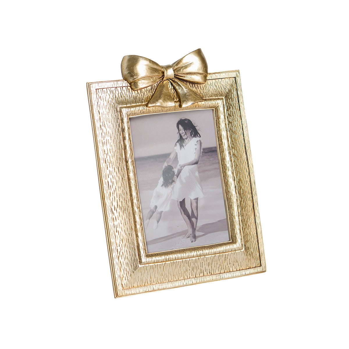 5X7 FRAME RESIN BOW ACCENT GLD Gold