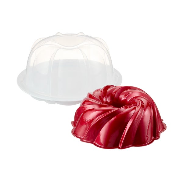 Nordic Ware Red Swirl Bundt & Keeper Set