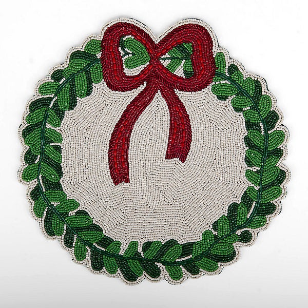 Beaded Wreath Christmas Placemat