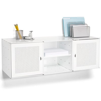 Wall-Mounted Enameled Steel Cube Credenza