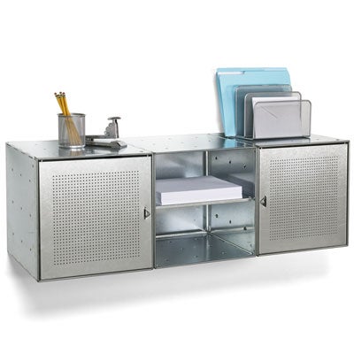 Wall-Mounted Galvanized Steel Cube Credenza