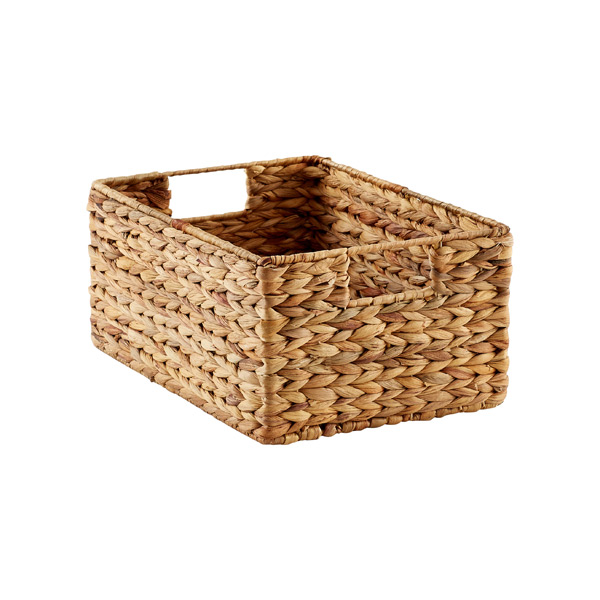 Blush Pink Rectangular Weave Basket Storage Container, 13 x 5.3