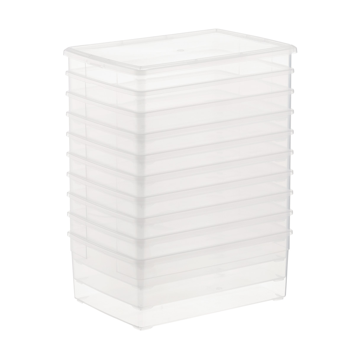 mDesign Plastic Stackable Storage Bin Box with Lid, 4 Pack - 12.75 x 7.25 x  7, Clear