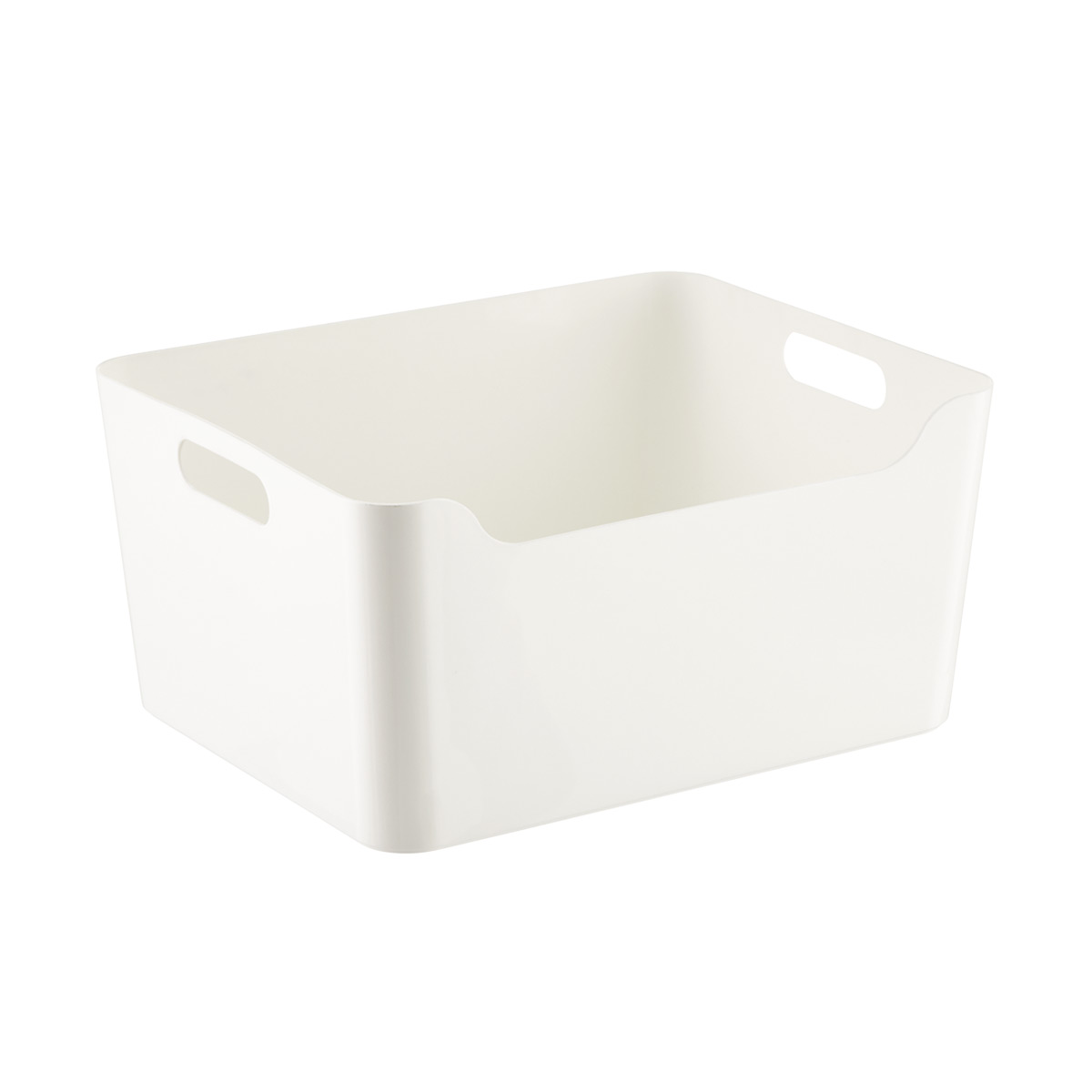 Large Plastic Storage Bin with Handles, White, 14.25″ x 11.5625″ x 6.