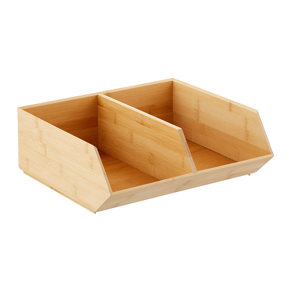 Wide Divided Stackable Bamboo Storage Bin, 13.5″ x 12.25″ x 4.875