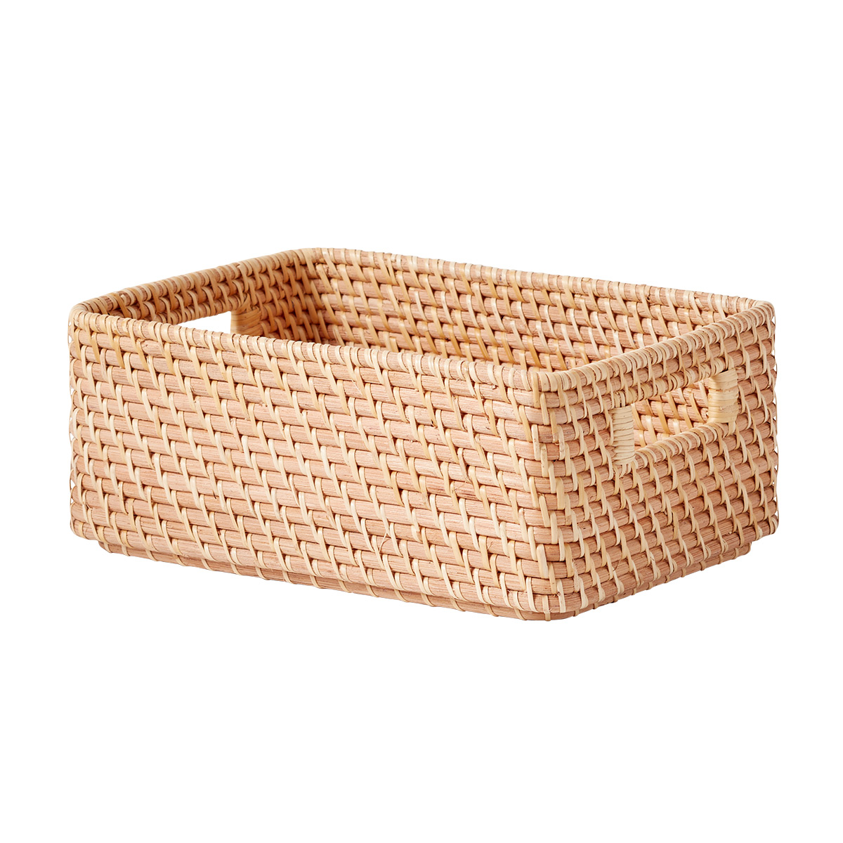 Studio McGee + Threshold Decorative Cube Basket with Leather Pull, Natural,  13″ x 14″ x 11″ – Find Organizers That Fit
