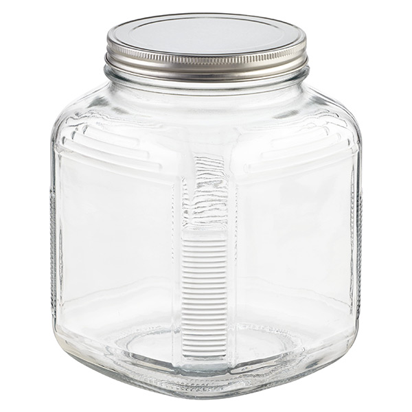 1 Quart Anchor Square Jar with Bamboo Lid - Jar Store