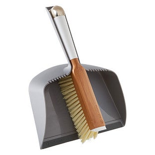 Full Circle® Clean Team Dustpan & Brush Set Bamboo & White