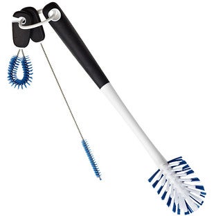OXO Good Grips Medium Bristle 14 in. Plastic/Rubber Handle Bottle and Straw Brush Set