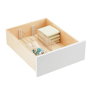 iDesign Expandable Plastic Deep Drawer Dividers - Set of 2 - Clear - Clear