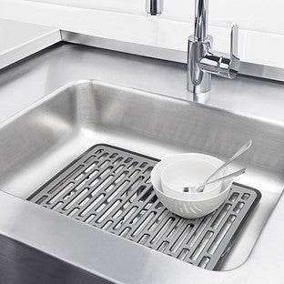Sink Mat, 16 in L, 12-1/4 in W, 1/2 in Thick, TPE, Gray