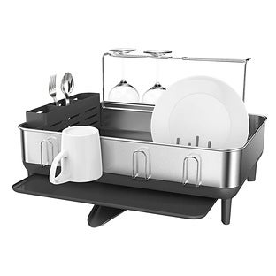 Simplehuman Compact Steel Frame Dish Drying Rack with Swivel Spout Drain - Brushed Stainless Steel