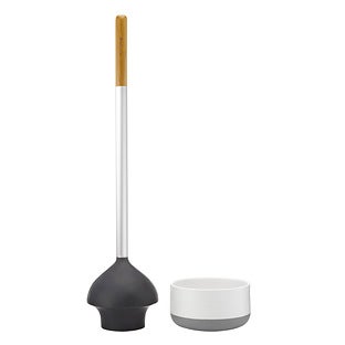 Full Circle® Royal Plunge Toilet Plunger Bamboo & White