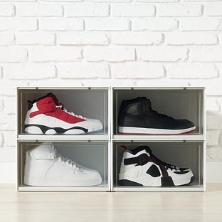 The Container Store® Case of 4 Tall Side Profile Drop-Front Shoe Box Black