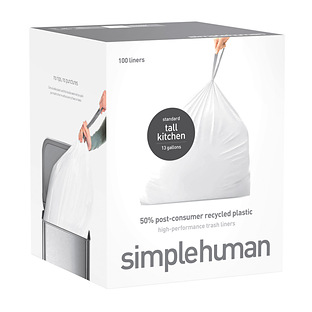 Photos - Garden & Outdoor Decoration Simplehuman ® 13 gal. Tall Kitchen Liners White Pkg/100 6-1/2" x 6-1/2" x 9-3/8" h 