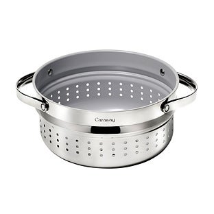 Caraway Nonstick Stainless Steel 3-Qt. Saucepan Steamer - Silver