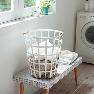 Yamazaki Home Wire Laundry Basket 18" H Steel Wood