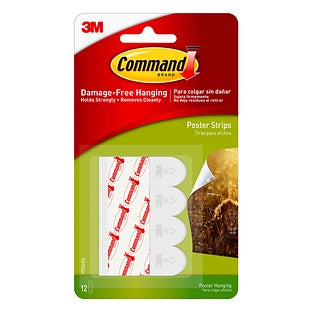Command Damage Free Small Poster Hanging Strip, White, 12/Pack (17024) | Quill
