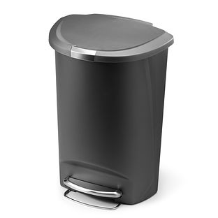 Simplehuman 13 Gallon Plastic Semi-Round Step Kitchen Trash Can with Soft-Close Locking Lid - White
