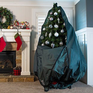 TreeKeeper Upright Assembled Christmas Tree Bag with Wheels, 7'-9' trees - Green