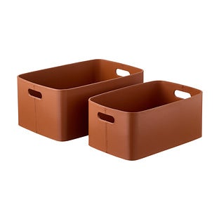 The Container Store® Samson Large Faux Leather Bin Black