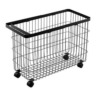 Yamazaki Home Rolling Wire Laundry Basket 14.8" H Steel - Black