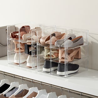 The Container Store® Case of 6 Clearline Divided Shoe Bins Clear