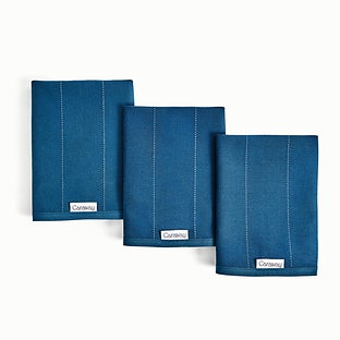 Caraway 3-Piece Cotton Solid-Color Kitchen Towel Set - Navy