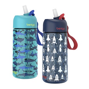 Bentgo Kids Prints Water Bottle (2-Pack) - Rocket/Shark
