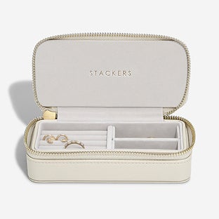 Clear Train Case With Top Compartment | Stone | CALPAK | Luggage & Travelware