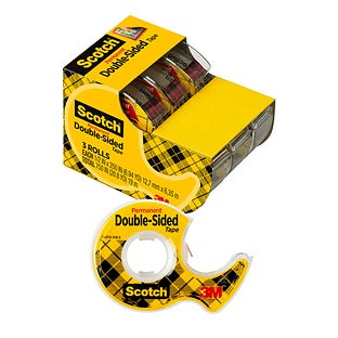 Scotch® Double Sided Tape, Permanent, 1/2 in x 250 in, 3 Tape Rolls, Clear, Back to School Supplies, College Supplies, and Teacher Supplies