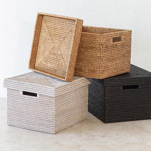 Artifacts Trading Company Artifacts Rattan Storage Box with Lid - Letter File - White wash