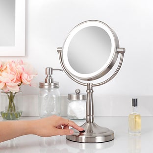 Zadro Cordless LED Lighted Makeup Mirror with 10X/1X - White