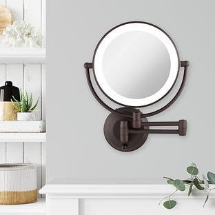 Zadro Lighted Wall Mounted Makeup Mirror with 10X/1X Battery/Cord - Chrome