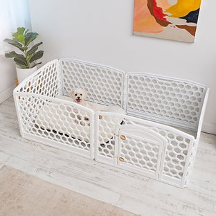 6-Panel Dog Exercise Playpen, 24", White, Total Qty 1