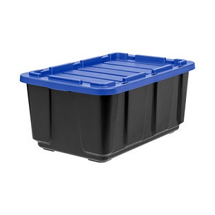 Iris 11.5 Gallon Storage Container with Latching Lid, Plastic, Black, 4/Pack (500410) | Quill