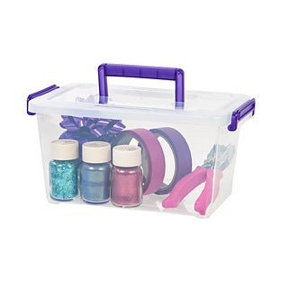 Iris Usa 2.7 Qt. Plastic Storage Bins with Lids, Secure Latch, Gray 4Pk - White