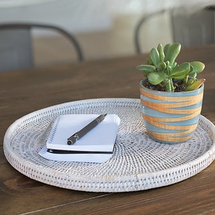 Artifacts Trading Company Artifacts Rattan Round Flat Tray