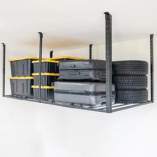 StoreYour 4' x 8' Faber Overhead Garage Shelving | Holds 700 lbs - Black powder coated steel