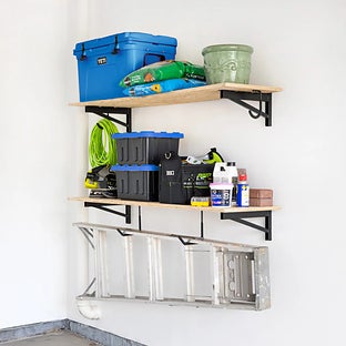 StoreYour Diy Wall Shelf Brackets | Heavy Duty Garage Wall Shelves - Black powder coated steel