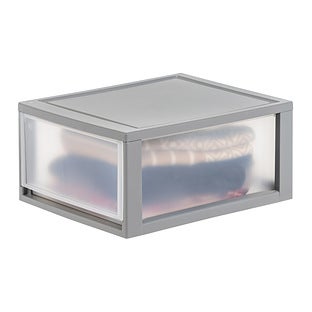 IRIS® 29.5qt. Gray & Clear Stacking Storage Drawers, 2ct. | 19" x 16" x 10"