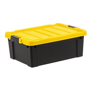 Iris Stor-It-All 13.3 Quart Storage Container with Hinged Lid, Plastic, Black, 5/Pack (540013) | Quill